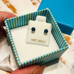 14K + Sapphire stud post earrings